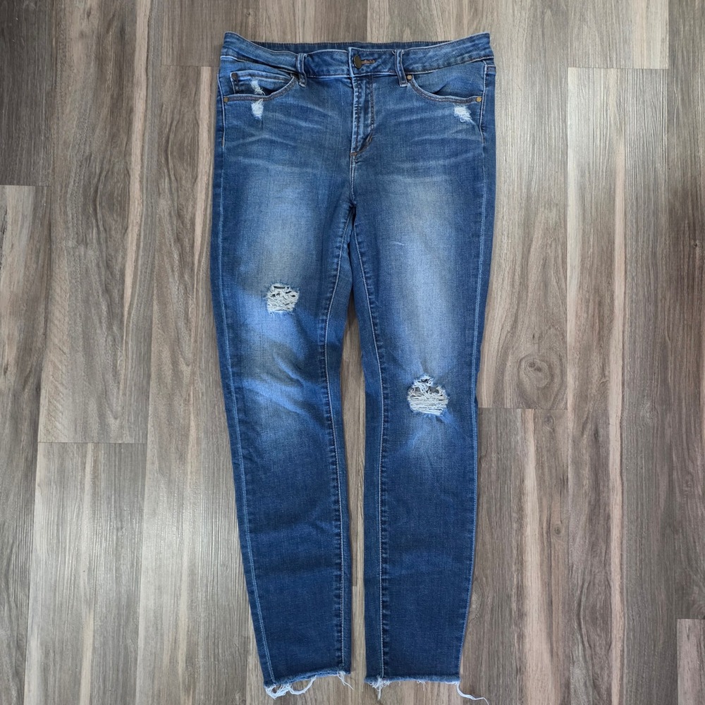 Articles of Society Skinny Distressed Jeans Medium Wash Raw Hem Size 31